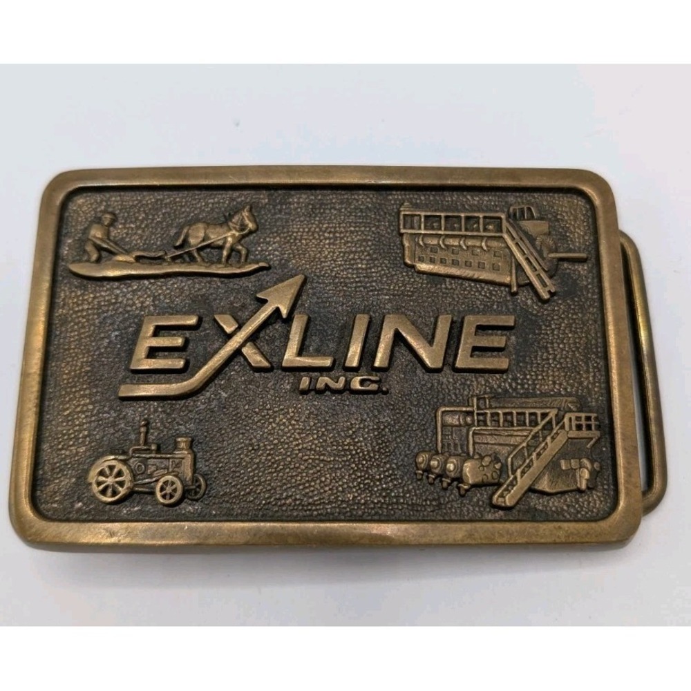Vintage Exline Inc Brass Belt Buckle The Buckle Works Serial No.82232